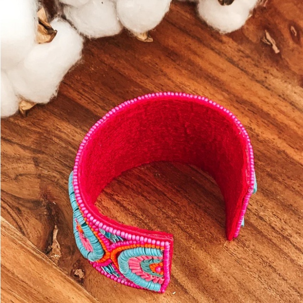 Colorful Beaded Women's Cuff Bracelet - Picture 2 of 2